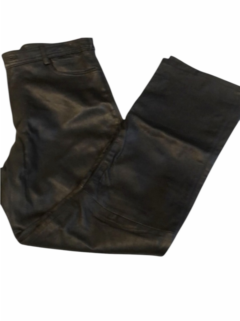 JOU JOU’S size 12 black lined leather pants straight boot leg 5 pocket NWT